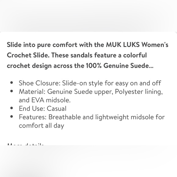 NEW Muk Luks Sandals -Crochet Slides size 7 (W) NWOT - Picture 8 of 10